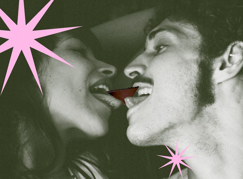 a couple sharing the Tabs Sex Chocolate that's viral on TikTok
